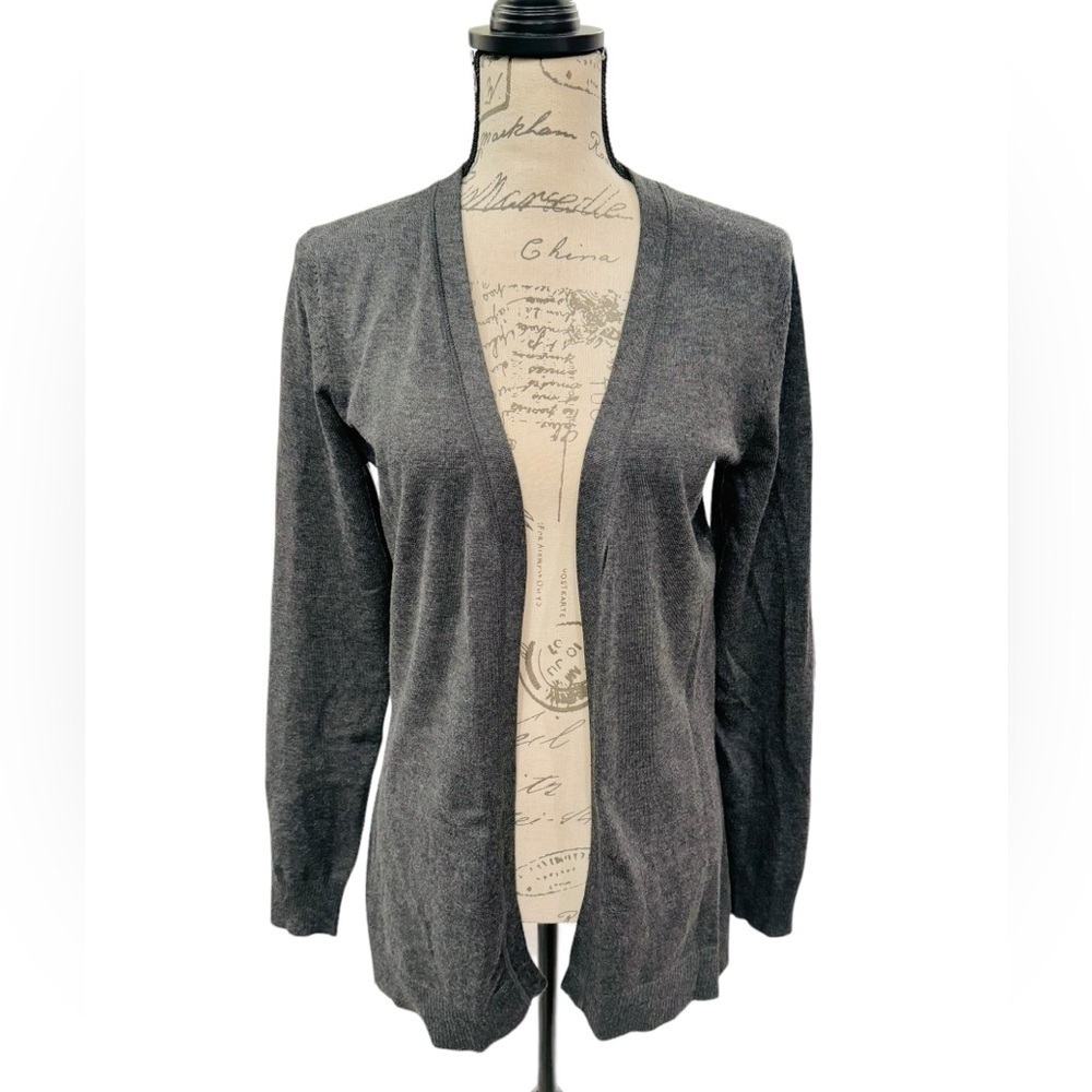 Spense Knits Cardigan Open Front Gray Womens Medium
